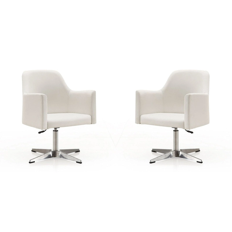 Manhattan Comfort Pelo Chrome Faux Leather Adjustable Height Swivel Accent Chair (Set of 2)