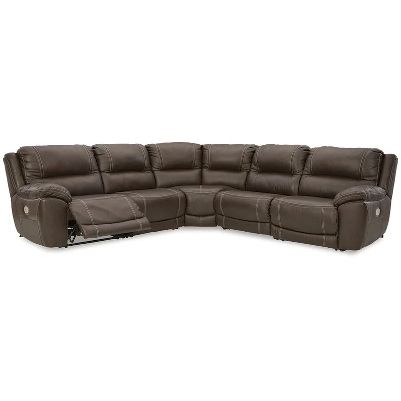 Dunleith Brown 5-Piece Power Reclining Sectional - 123W x 123D x 43H