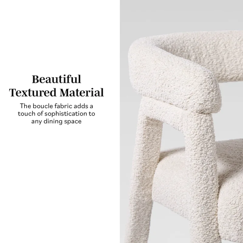 Middlebrook Modern Boucle Curved Solid Wood Dining Chair (Set of 2)