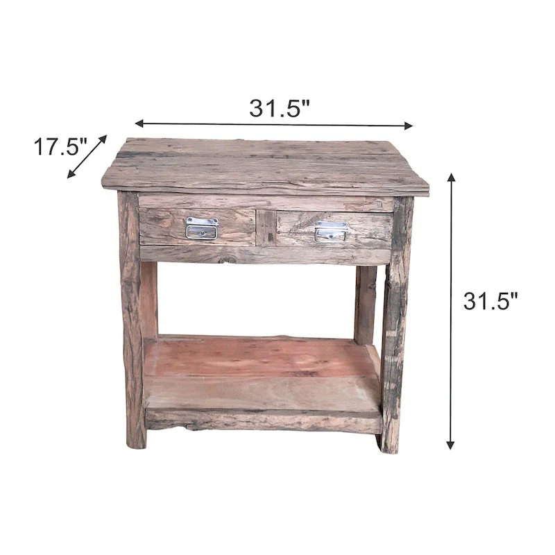 A&B Home Rustic 2-Drawer Kitchen Island