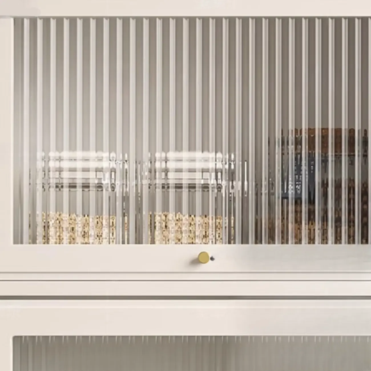 3-5 Shelves White Glass Display Cabinet with Flip Cover