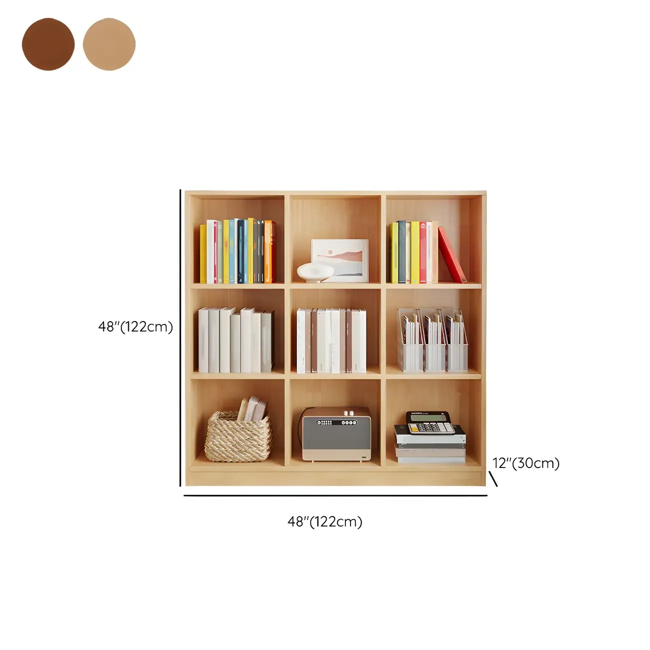Modern Wooden Closed Back Bookcase with Shelves
