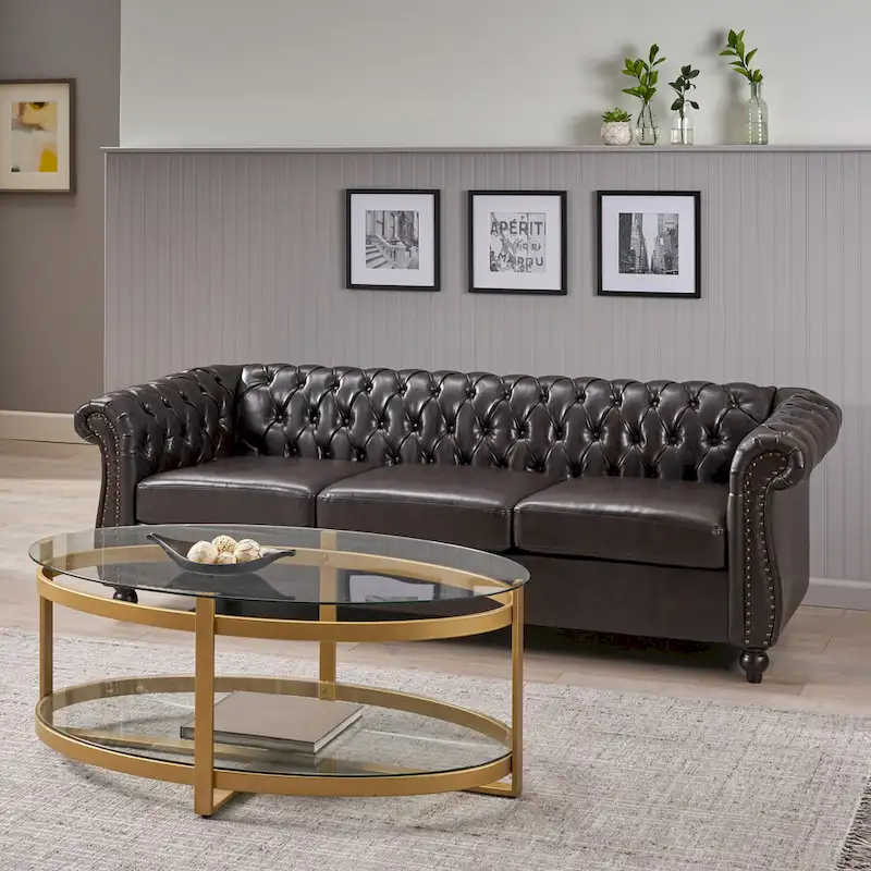 Chesterfield Button Tufted 3-seater Sofa with Nailheads