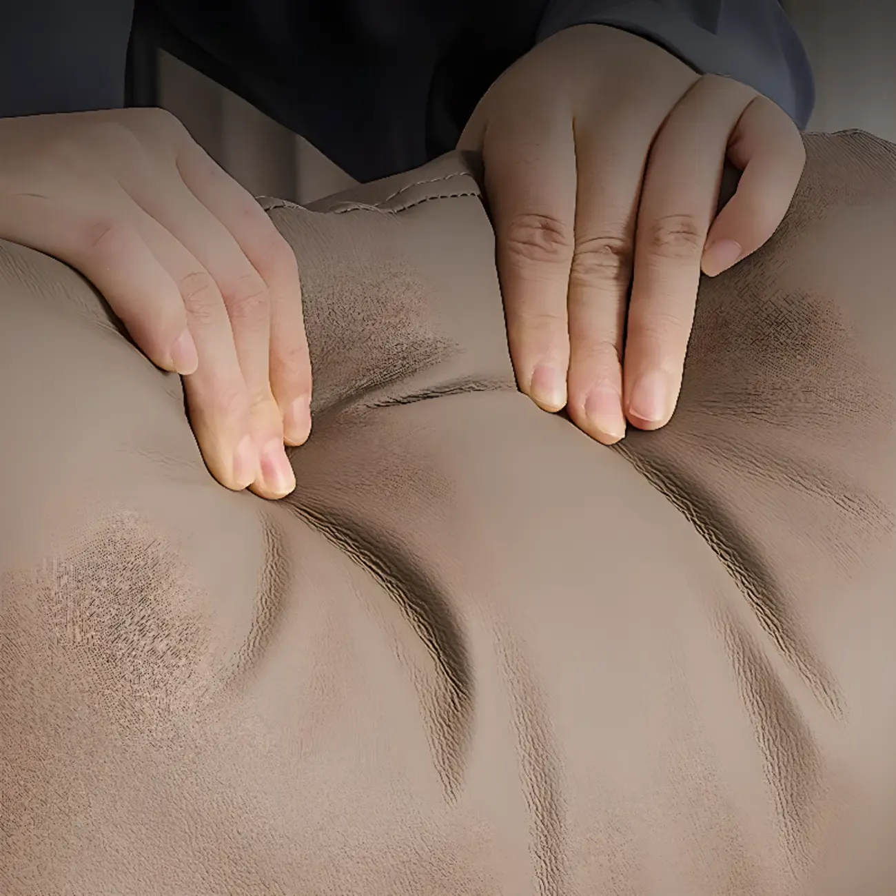 Reclining Beige Leather Adjustable Swivel Office Chair