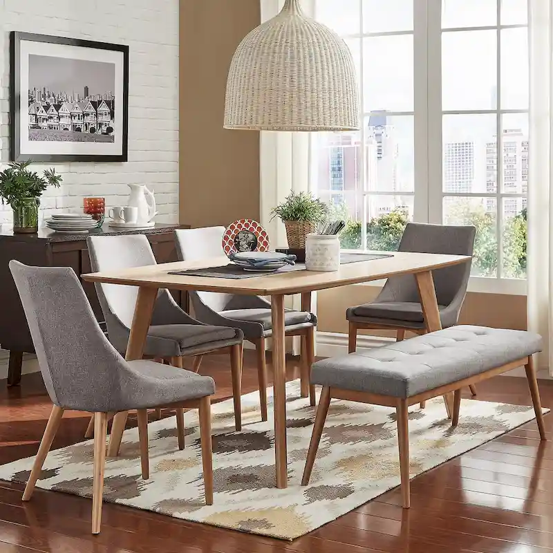 Upholstered Dining Bench with Angled Legs