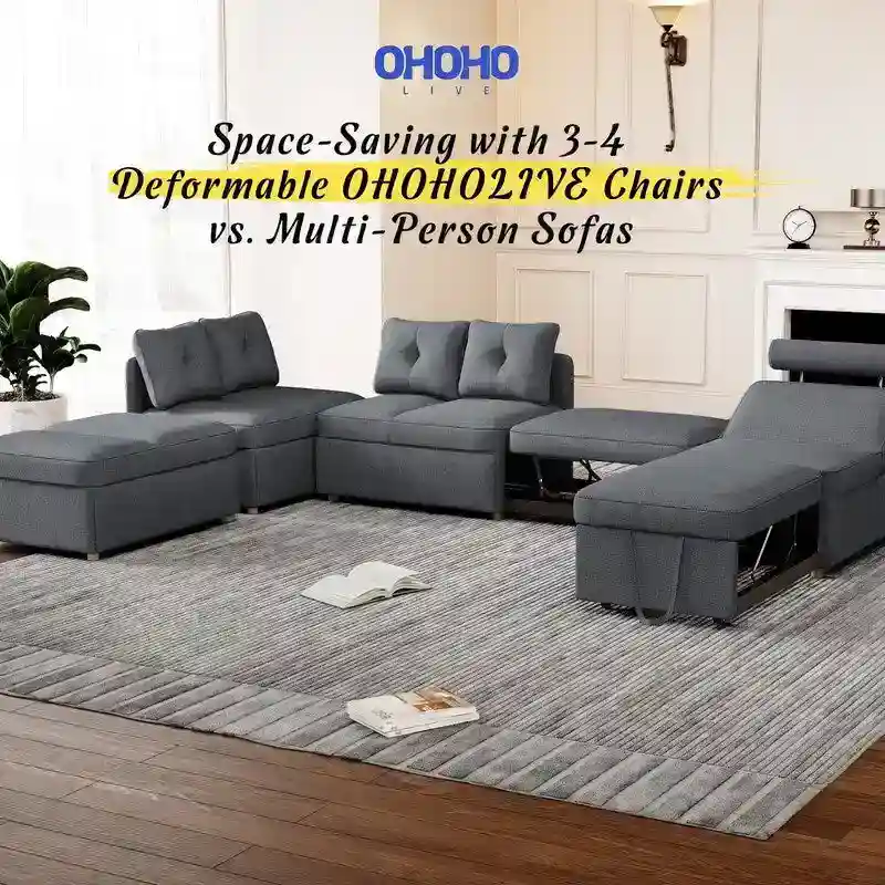 Hansabenne 4 in 1 Multi-Function Folding Sofa Folding Bed Single Futon Couch Guest Bed with 2 Throw Pillows