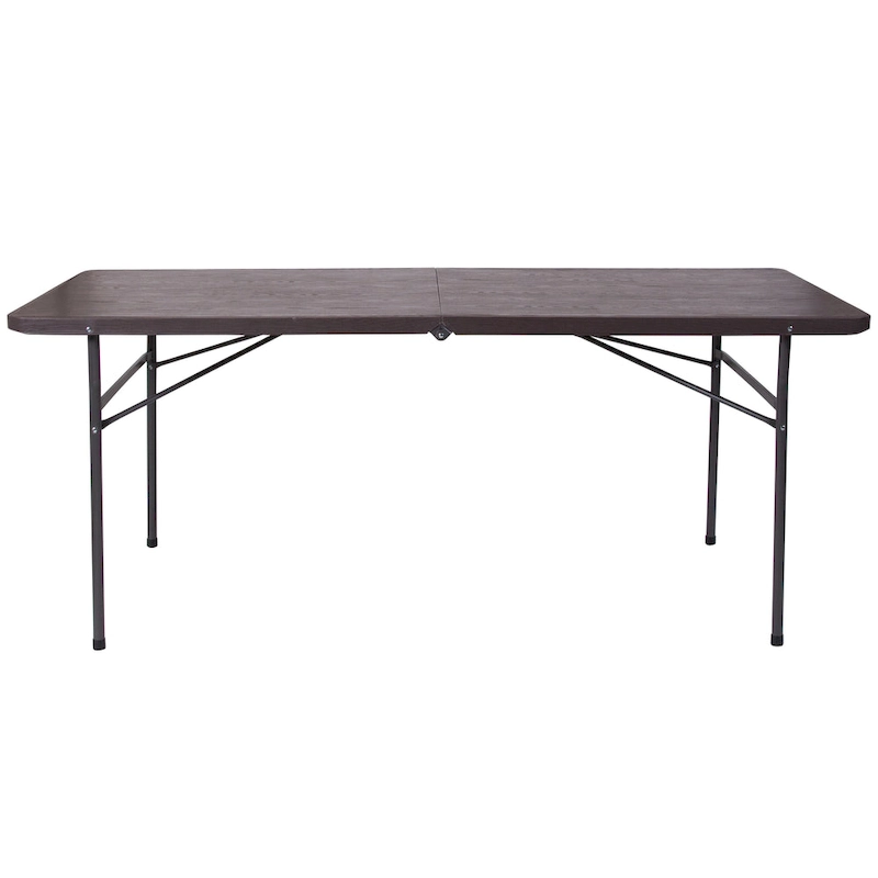 30W x 72L Bi-Fold Plastic Banquet and Event Folding Table with Carrying Handle - 72D x 30W x 29H