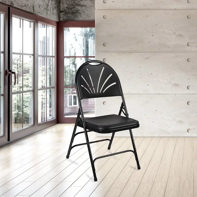 Lusitano Collection Fan Back Folding Chair, Pack of 4