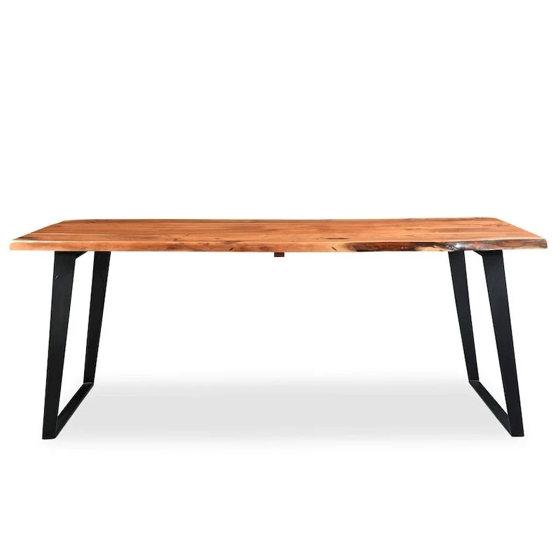 Solid Wood Live Edge Dining Table – Acacia, Stainless Steel Legs