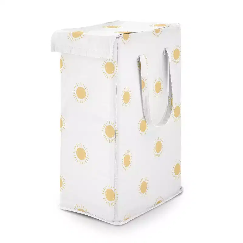 Sweet Jojo Designs Boy, Girl, Unisex/Gender Neutral Foldable Laundry Hamper with Handles Boho Sun Yellow and White