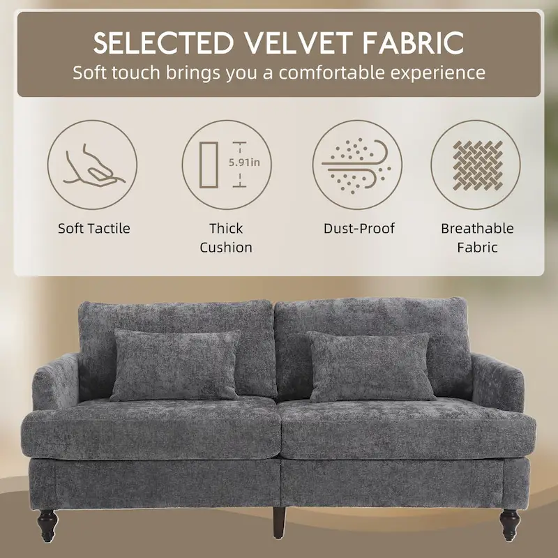 HOMEFUN Modern chenille Fabric Loveseat,2-Seat Upholstered Loveseat Sofa Modern Couch