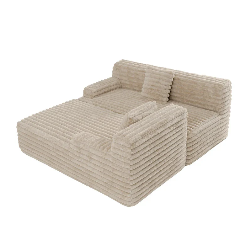 Cloud Sectional Sofa, Modern Upholstered Couch with 2 Throw Pillows, Free-Combined Sofa, Modular Sectional L Shaped Couch