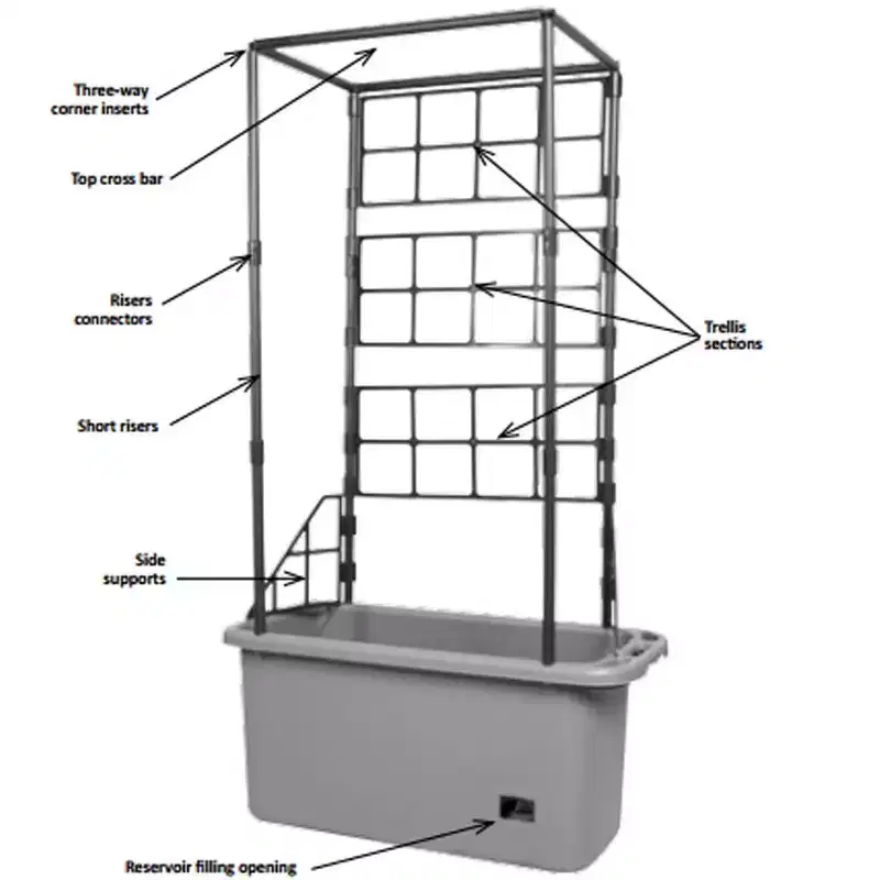 Hydrofarm GCTR 10 Gal Tomato Garden Planting System & 4' Trellis Tower on Wheels