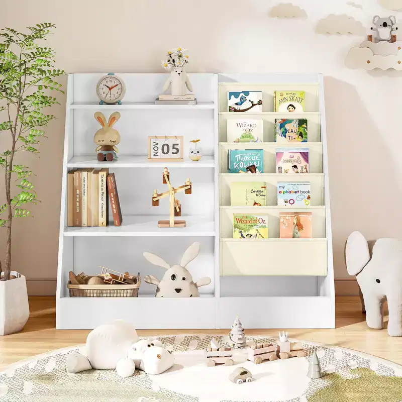 SUGIFT 4-Tier Kids Bookshelf and Toy Storage Organizer