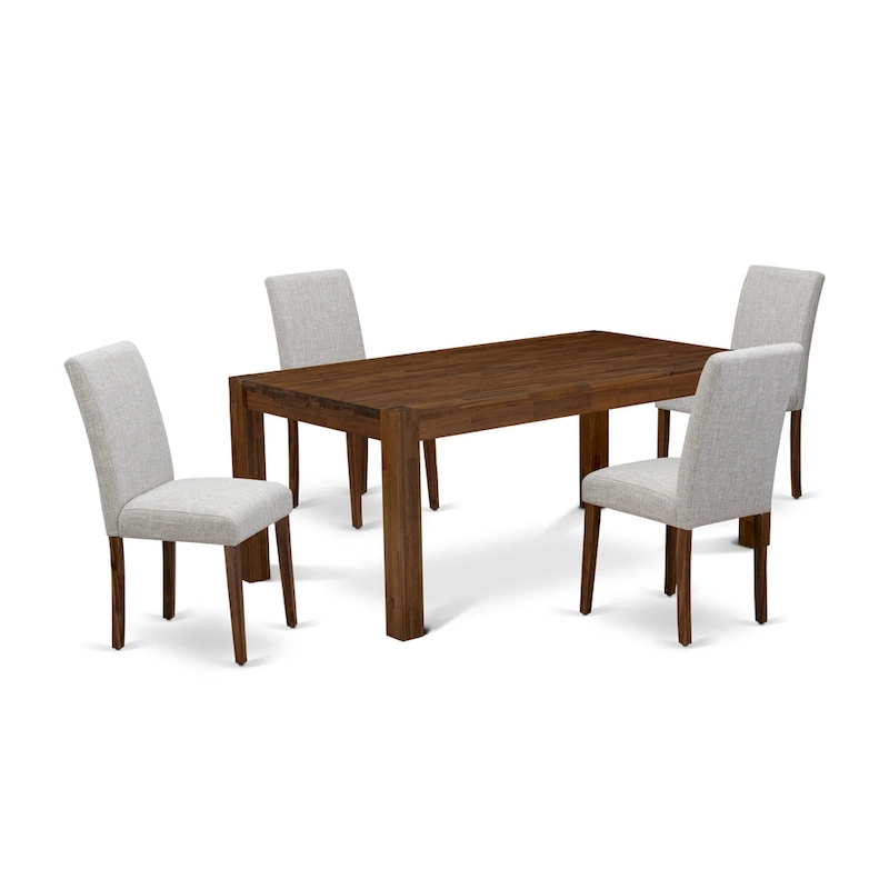 East West Furniture Dining Table Set- a Wood Kitchen Table and 4 Doeskin Linen Fabric Dining Chairs, Natural (Pieces Options)