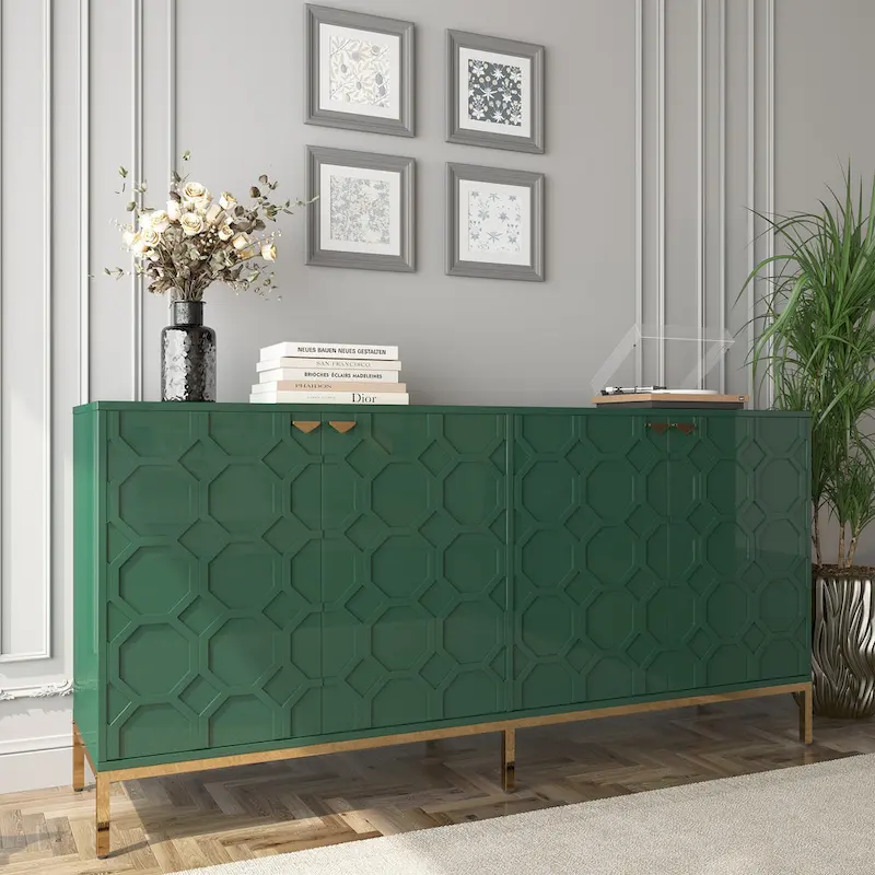 Black / Green / White / Blue High Gloss Honeycomb TV Stand & Sideboard Cabinet – Single