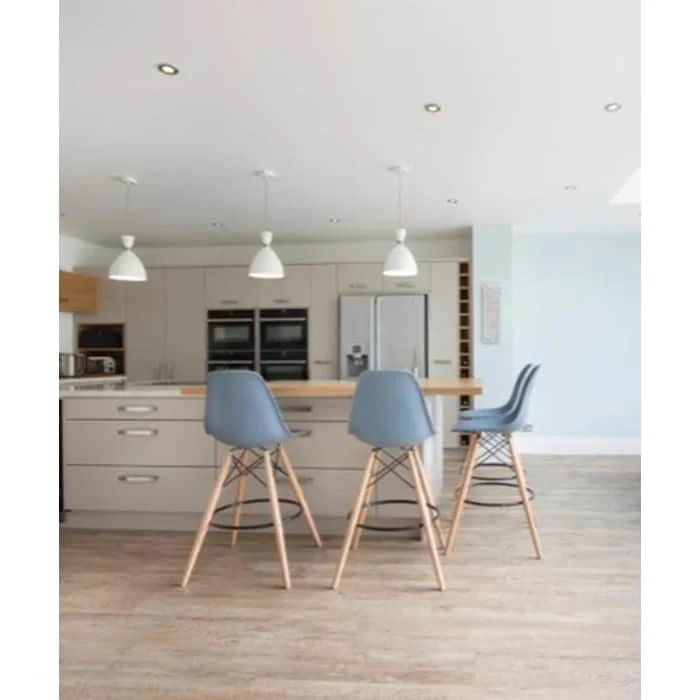 Set of 2 Modern 28 Color Seat Height DSW Molded Armless Plastic Counter Bar Stool Natural Wood Eiffel Dowel Legs Kitchen