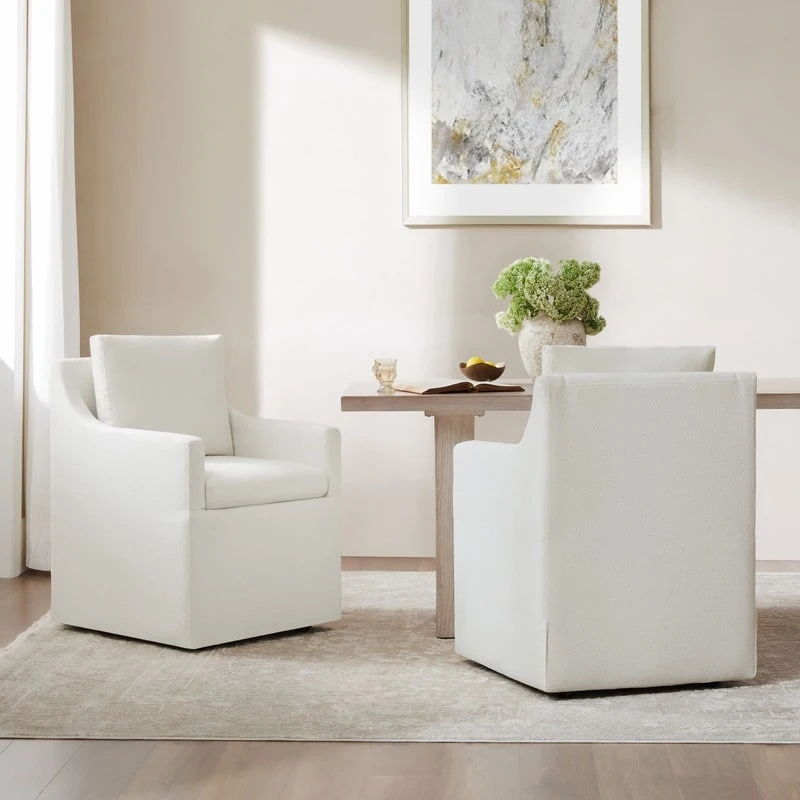 Bentley Modern Mobile Dining Arm Chairs with Casters & Storage