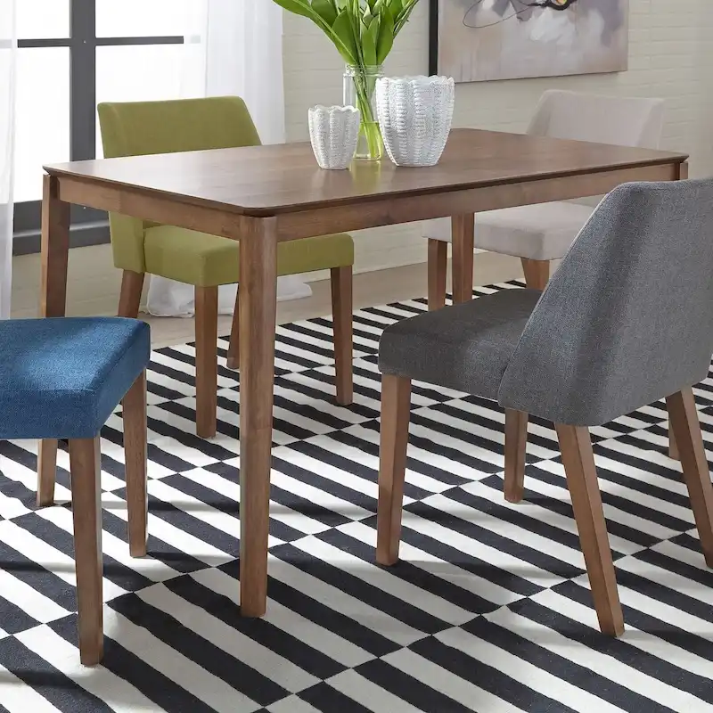 Satin Walnut Rectangular Leg Dining Table