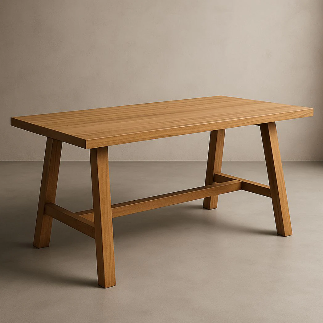 Table à manger rectangulaire en bois massif 140cm x 80cm x 75cm brun
