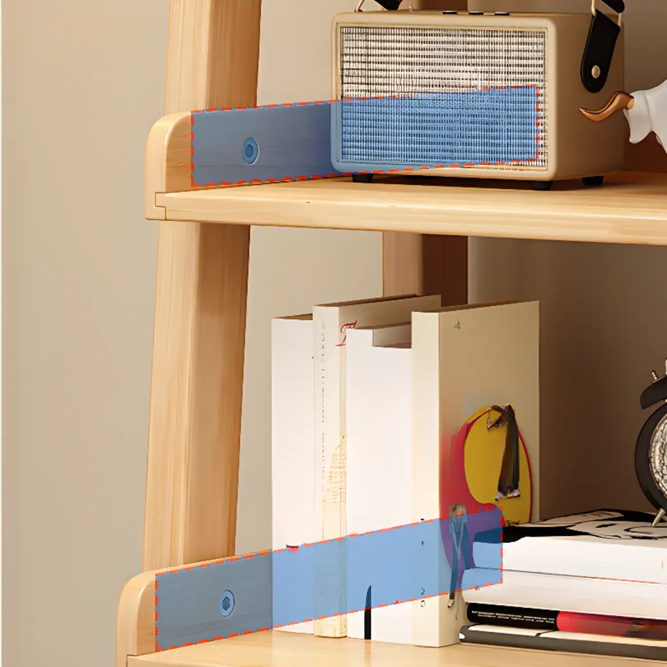 Scandinavian Rectangle Wood 5-Tier Ladder Bookcase