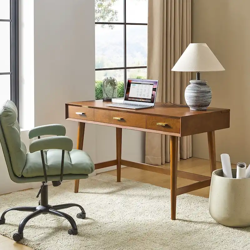 Erich Mid Century Modern 48 Computer Desk with USB by HULALA HOME
