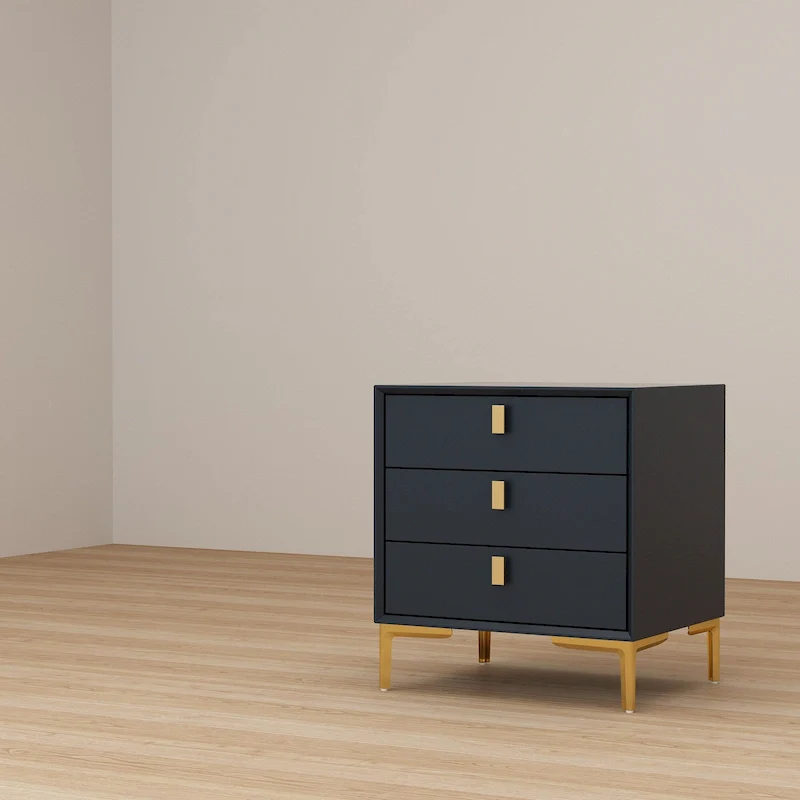 Natural Mid-Century Modern 3-Drawer Nightstand Bedside Table