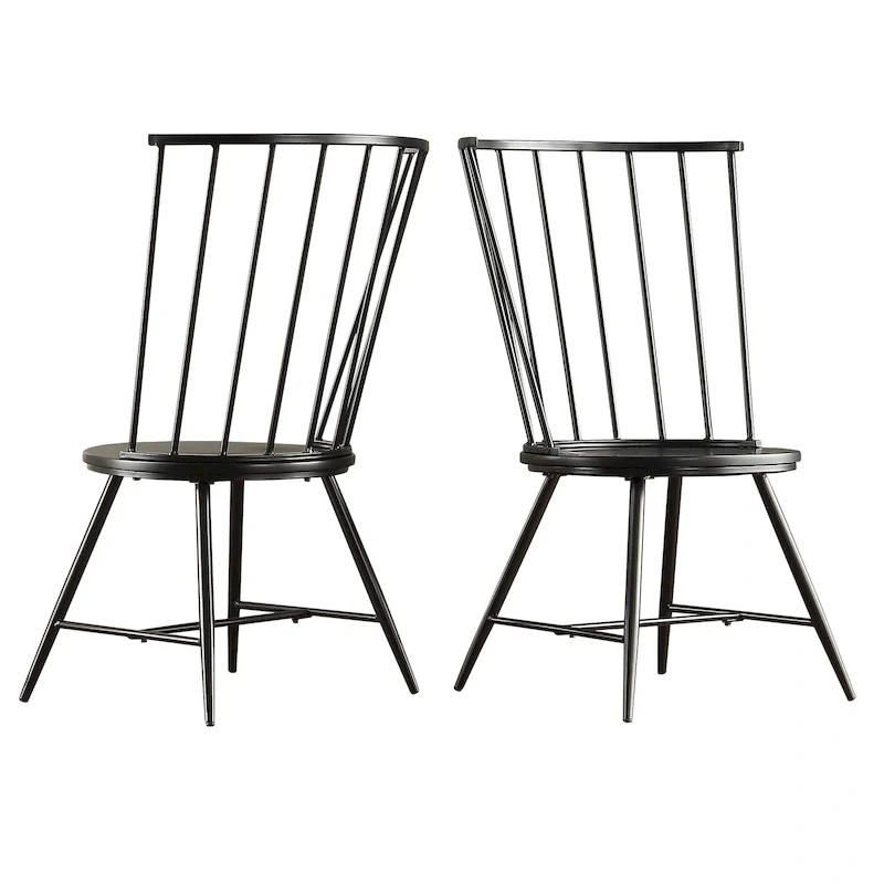 Truman High Back Metal and Wood Spindle Dining Chair (Set of 2) by iNSPIRE Q Modern