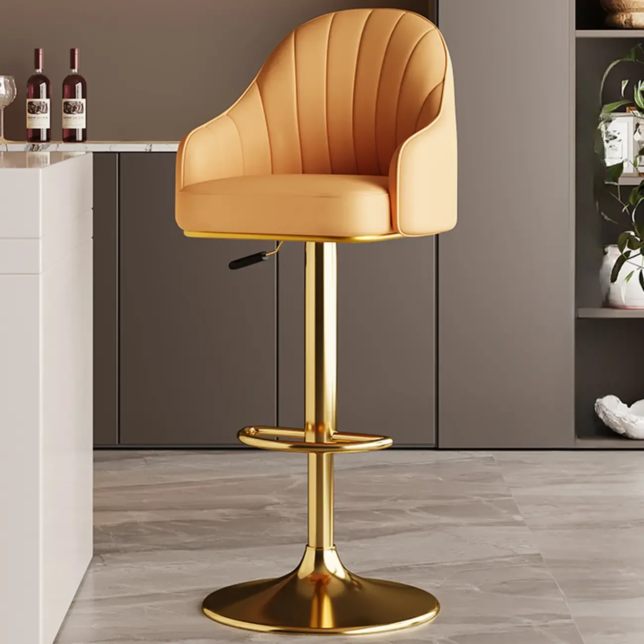 Low Back Adjustable Modern Leather Swivel Bar Stool