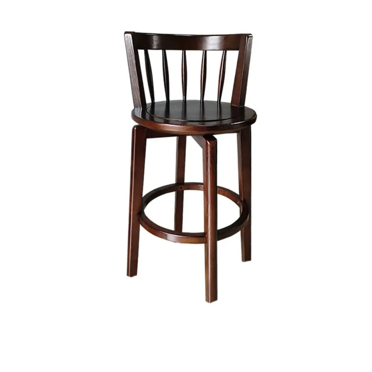 Mid-century Modern Wooden Swivel Bar Stool Upholstered