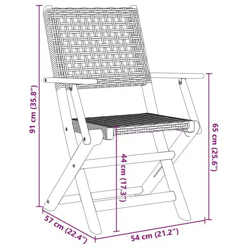vidaXL Bistro Set Solid acacia wood, PE rattan Medium Foldable