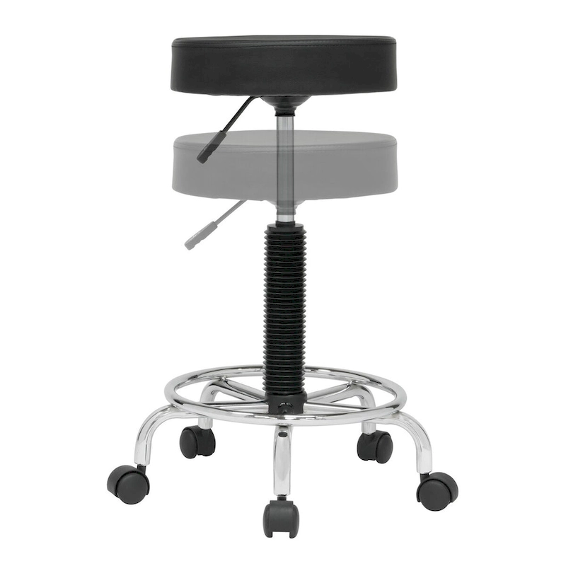 Calico Designs Padded, Rolling, Height Adjustable Stool with Footring