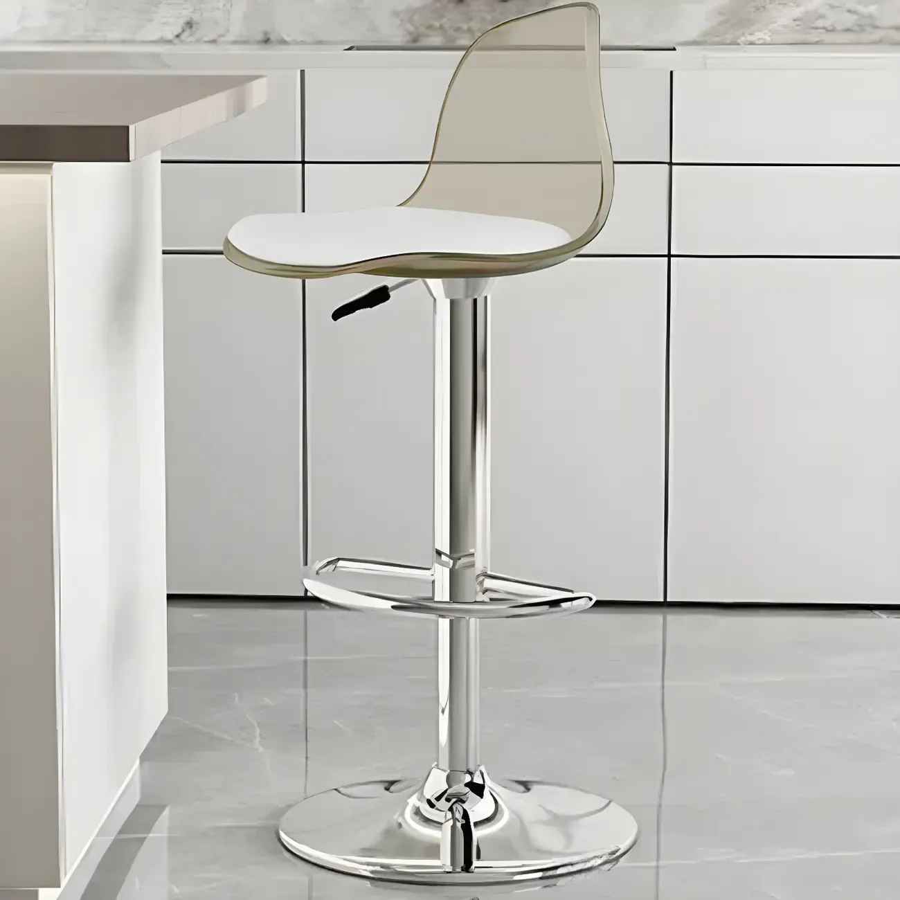 Modern Swivel Cushioned Acrylic Bar Stools with Backs