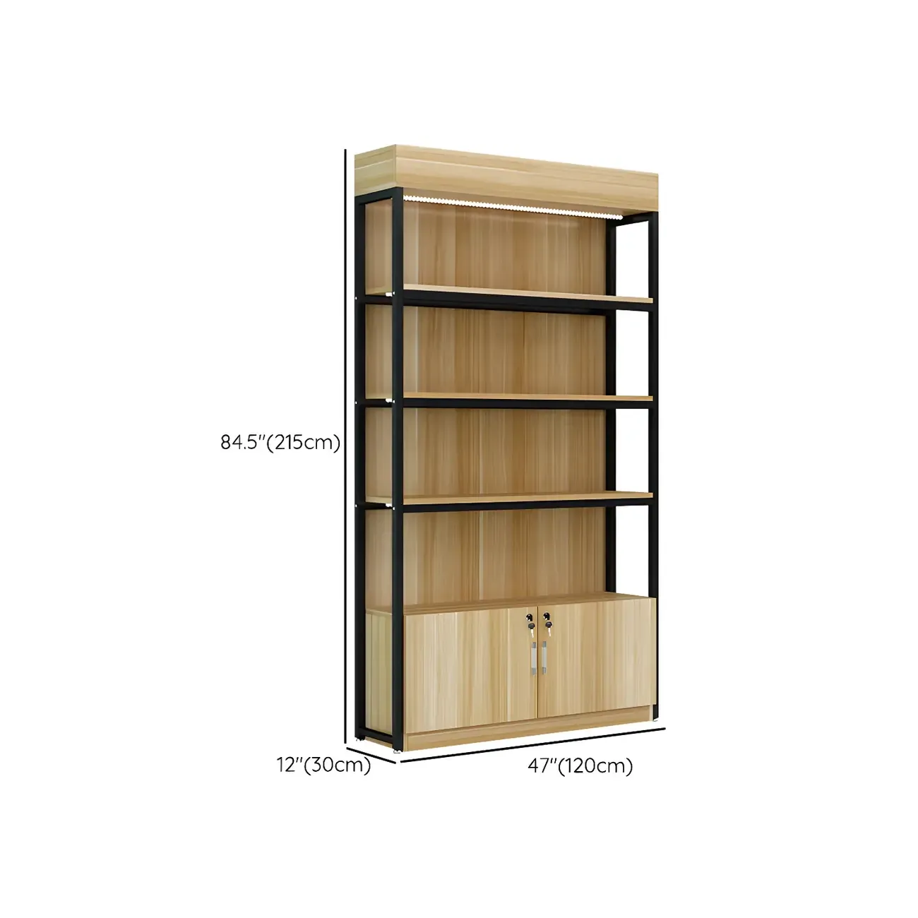 Modern Wood Open Multi-Shelf Large Display Cabinet