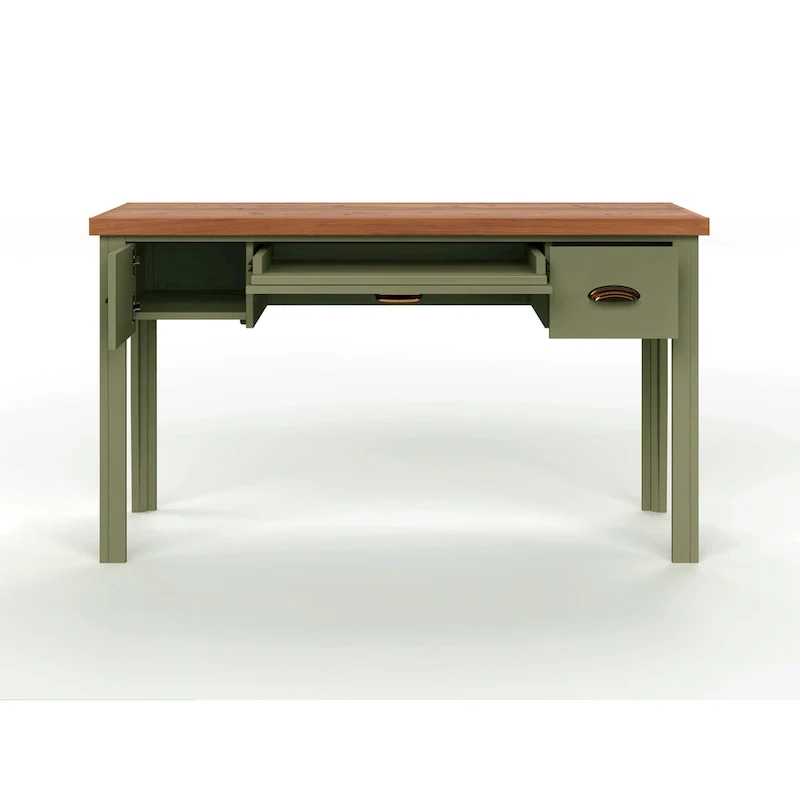 Two-Tone Writing Desk with Bronze Hardware - 53 Inch
