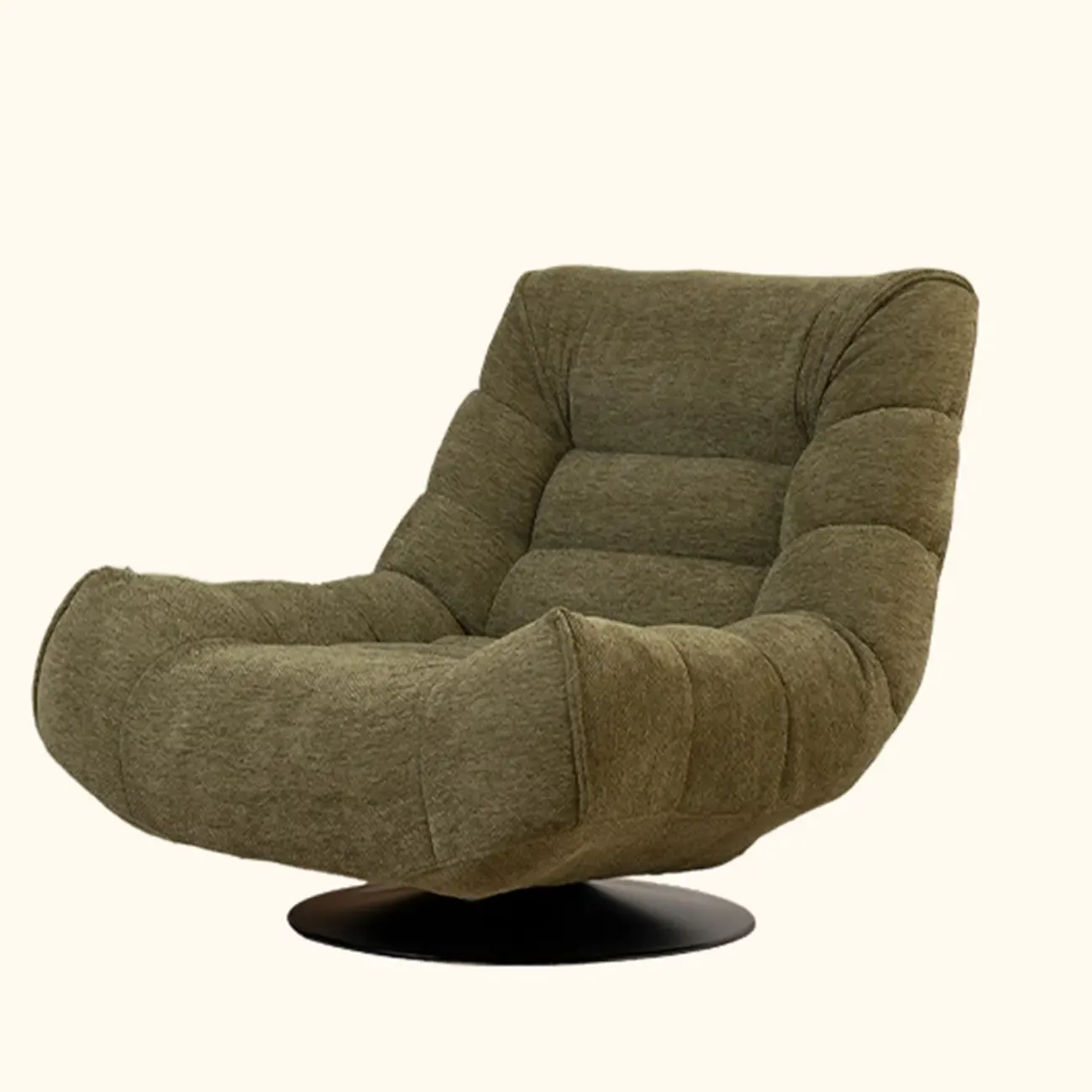 Yellow Trufted Chenille Fabric Swivel Accent Chair