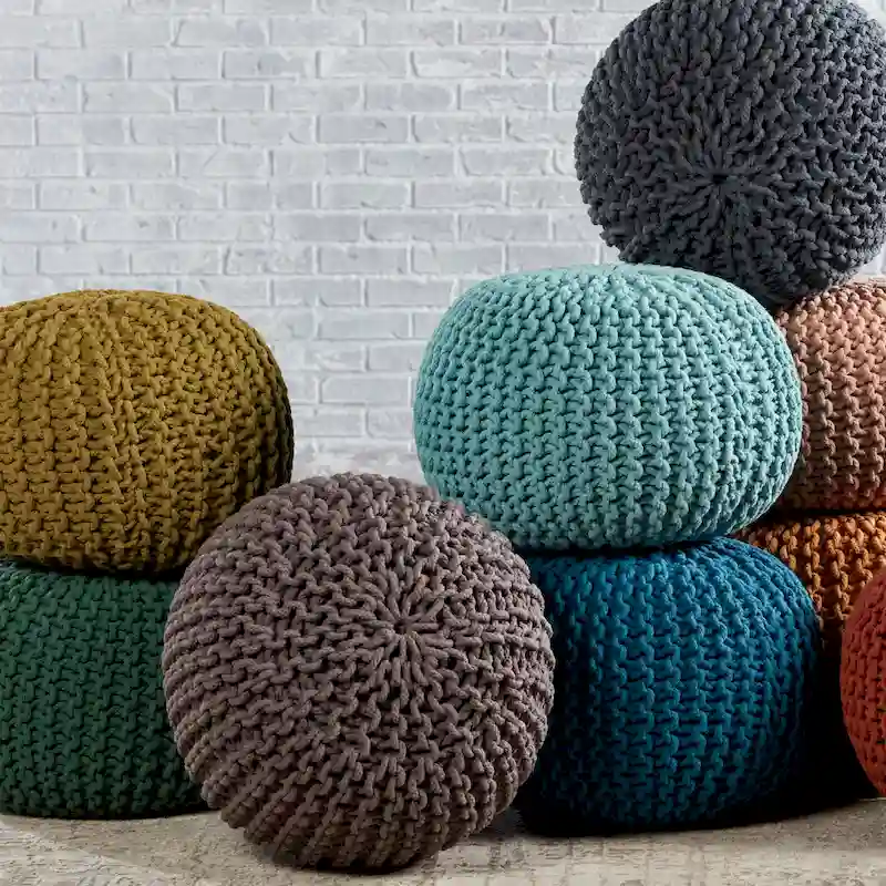 Spectrum Pouf Textured Round Pouf
