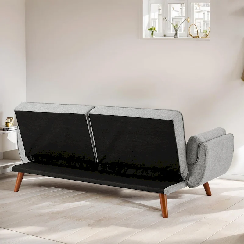 75.39 IN. Futon Sofa Bed, Convertible Upholstered Couch Sleeper with Reclining Sleeper Split Tufted Back