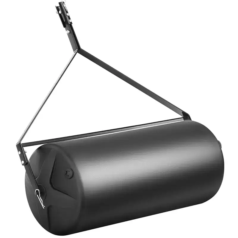 VEVOR Tow Behind Lawn Roller, 400lbs Sand/Water Filled Yard Roller, LLDPE Drum and Steel Frame Sod Roller with Easy-turn Plug, Black