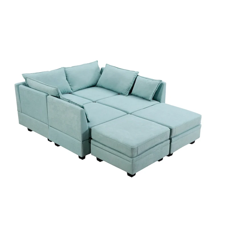 Modern U-Shape Modular Sectional Sofa, Convertible Sofa Bed with Reversible Chaise