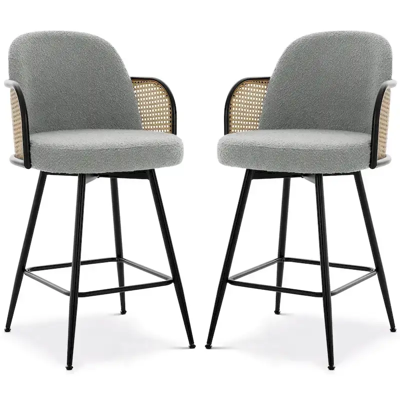 26-Inch Fabric Upholstered Swivel Counter Height Bar Stools - 38.2 H x 21.5 W x 23.2 D