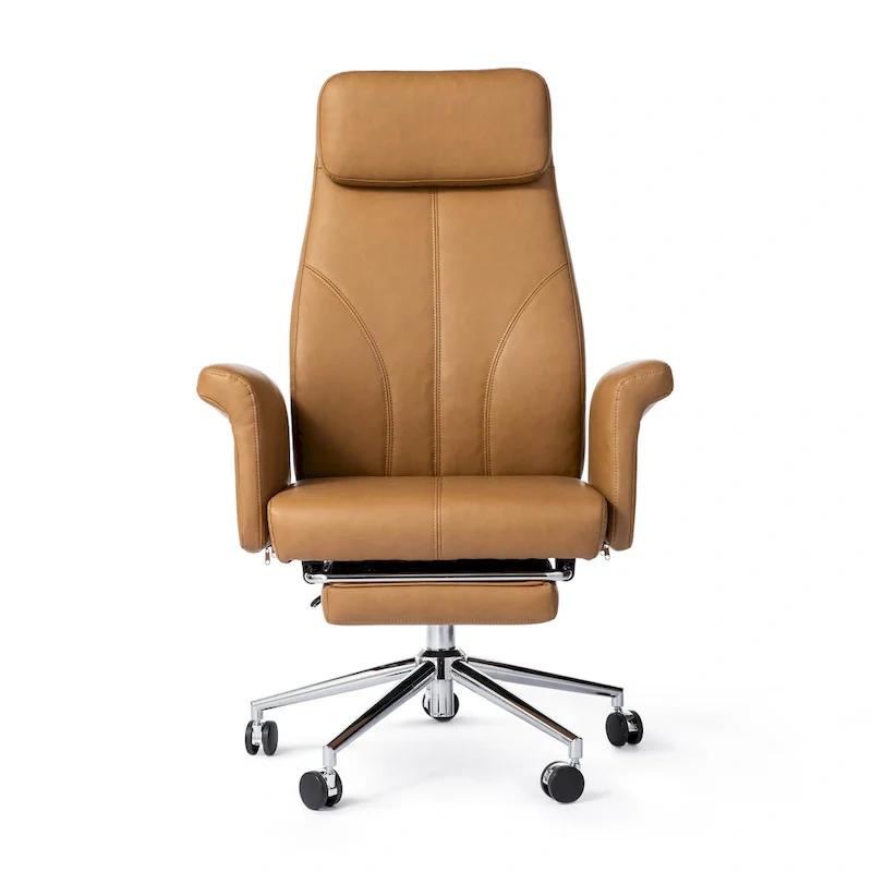 High-Back Office Chair with Footrest and Quilted Design for Adults