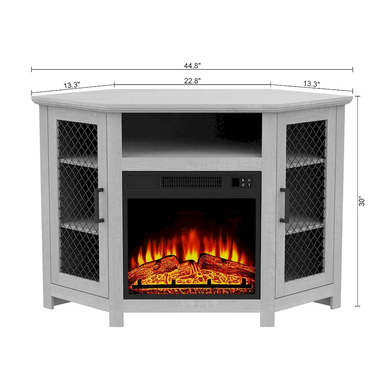 44.8 TV Stand Console with 18 Electric Fireplace and Shelves - N/A