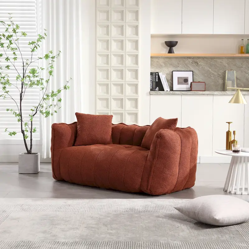 Modern 65-Inch Chenille Tufted Loveseat Accent Chair with High-Resilience Foam