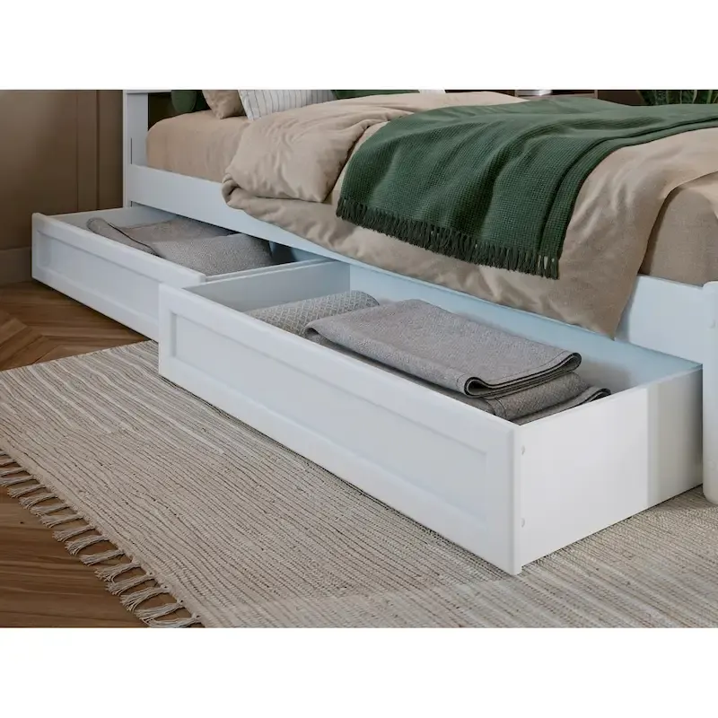 Light Toffee / White / Walnut Mid-Century Under-Bed Storage Drawers – Twin/Full, Set of 2