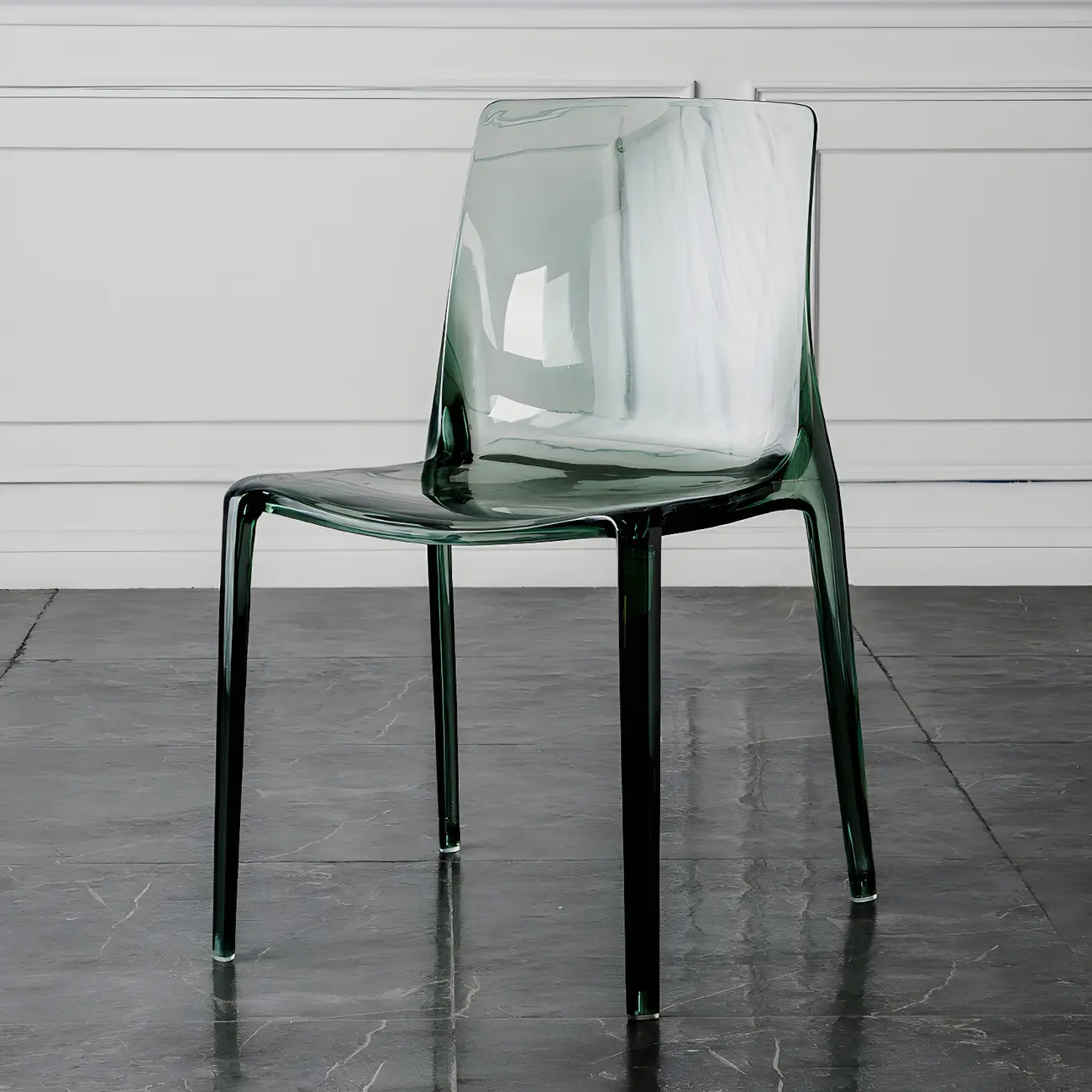 Amber Acrylic Armless Low Back Dining Chair