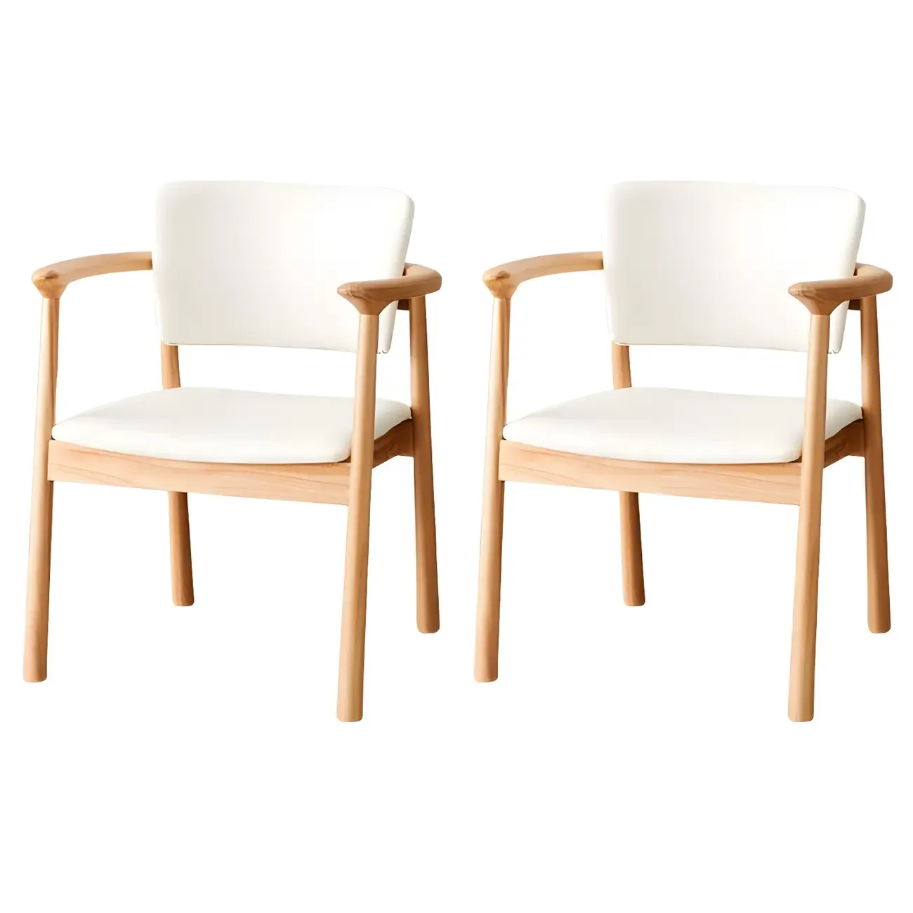 Modern Upholstered Rubberwood Arm Dining Chair Set of 2