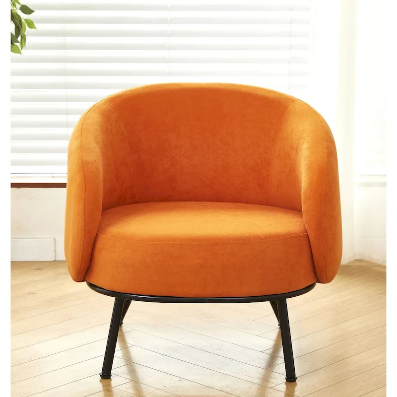 Mid-Century Barrel Back Upholstered Indoor Accent Chair