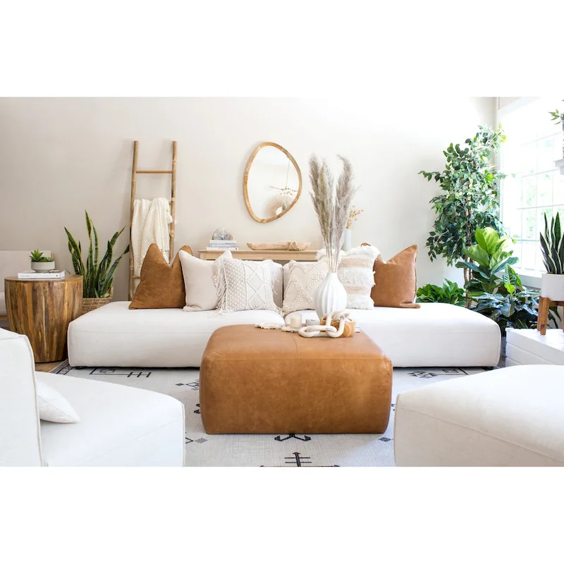 Poly & Bark Sequoia Ottoman - Full Grain Genuine Italian Leather