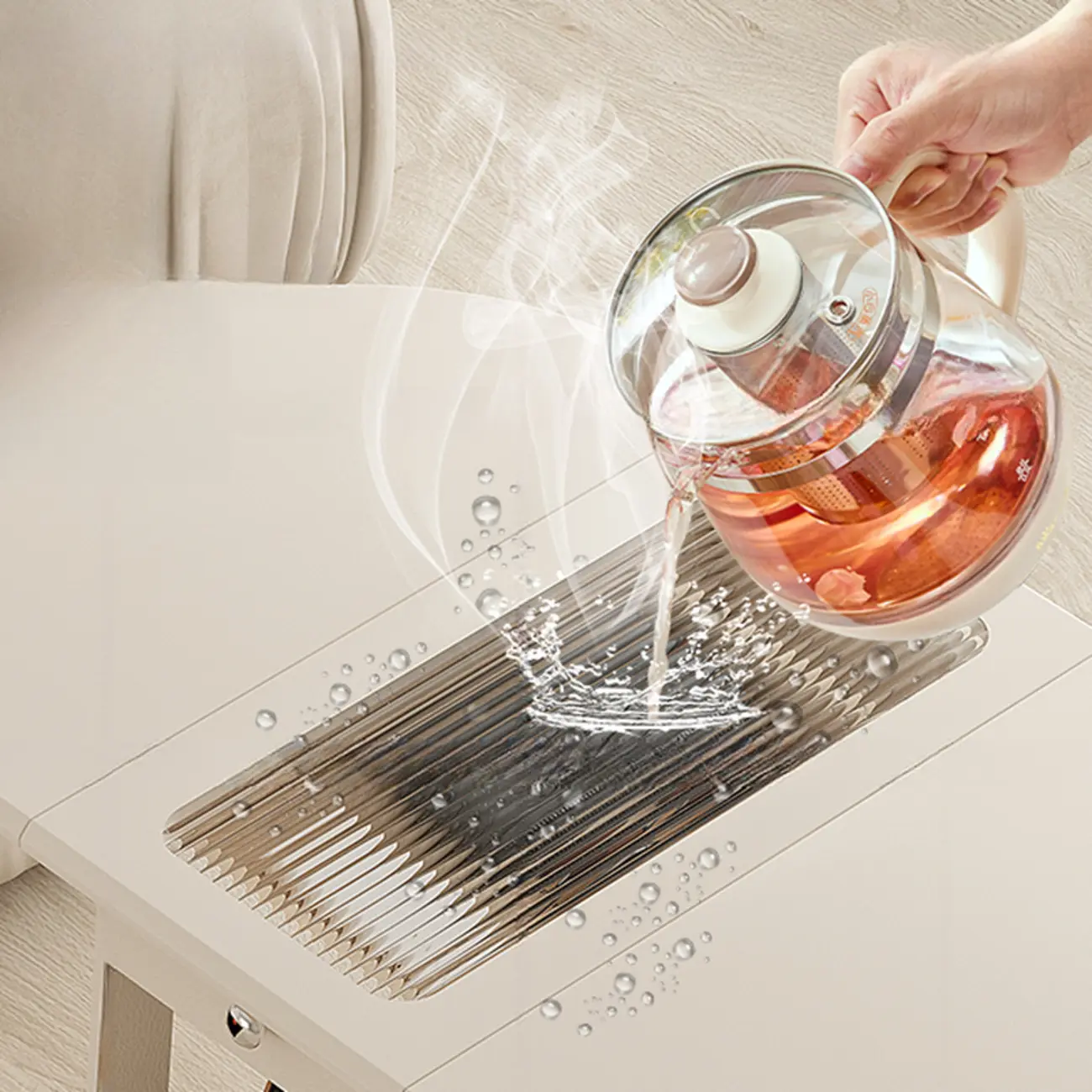 Foldable Wood White Modern Wheeled Small Side Table